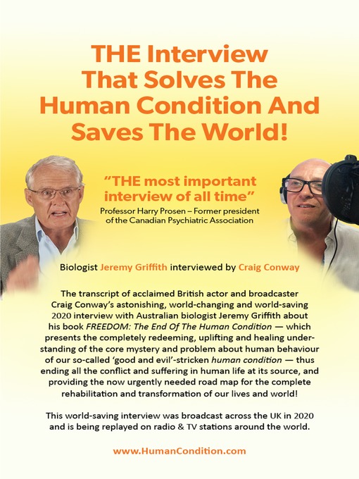 Title details for THE Interview That Solves the Human Condition and Saves the World! by Jeremy Griffith - Available